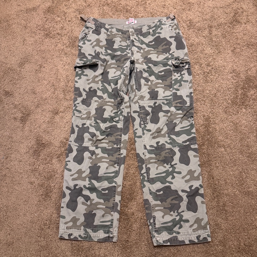 Dear AB Camo Cargo Pants Womens 10 Green Straight Leg Adjustable Waist Casual